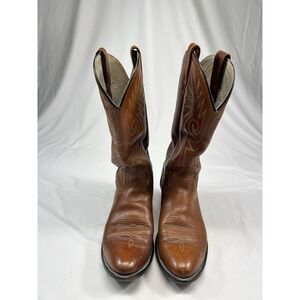 Vintage Tony Lama4567 Cowboy Boots Size 10D‎ Western Leather Brown Pull On Boots